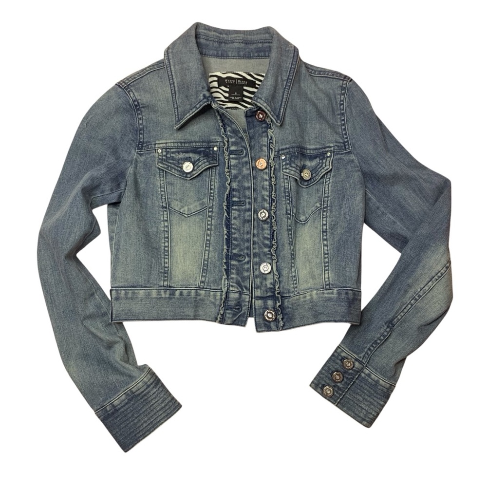 WHBM WHITE HOUSE BLACK MARKET Denim rop ruffle JACKET jean